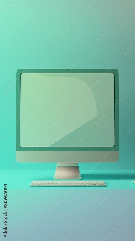 A Vertical Image Of A Desktop Computer And A Keyboard On A Working Desk. A Vertical Image Of A Desktop Computer And A Keyboard On A Working Desk.