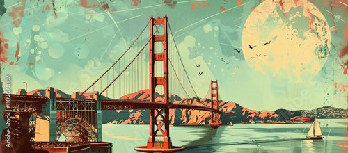Vintage Travel: Develop a background inspired by vintage travel posters, featuring iconic landmarks, retro typography, and nostalgic imagery.
