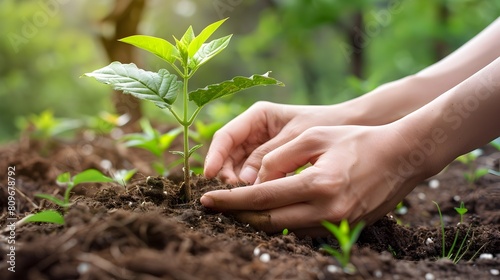 Nurturing the Seedling Hands Gently Tending to a Young Plant for Sustainable Growth and Renewal Generative ai