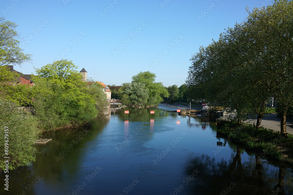 Die Ems in Rheine mit Cascade - Emsradweg von Paderborn bis Emden