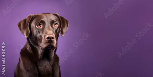 labrador retriever dog on purple background