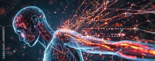 Futuristic illustration of the human nervous system.