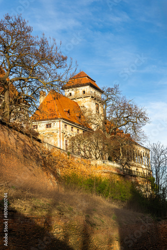 Castle Jaroslavice in the Znojmo region at sunset, South Moravia, Czech Republic, Europe. photo