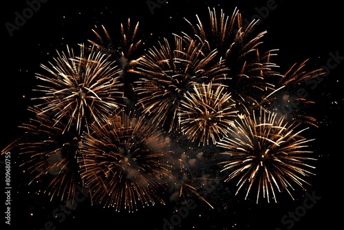 Fireworks explode black night sky photo