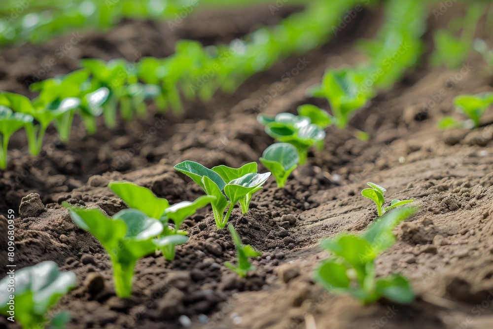 photo, natural lighting, stock photography, a row of small plants growing in dirt, farmer --ar 3:2 Job ID: 93ad9383-0462-4599-b81c-607ce56282fb photo, natural lighting, stock photography, a row of small plants growing in dirt, farmer --ar 3:2 Job ID: 93ad9383-0462-4599-b81c-607ce56282fb
