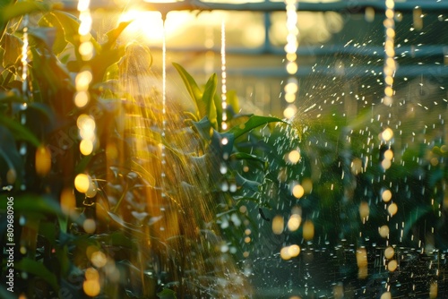 photo, natural lighting, stock photography, smart irrigation system efficiently watering in a modern farm, artificial --ar 3:2 Job ID: 4c267ca2-ab8b-462c-a1b1-1a58c70237c3 © ArtSpree
