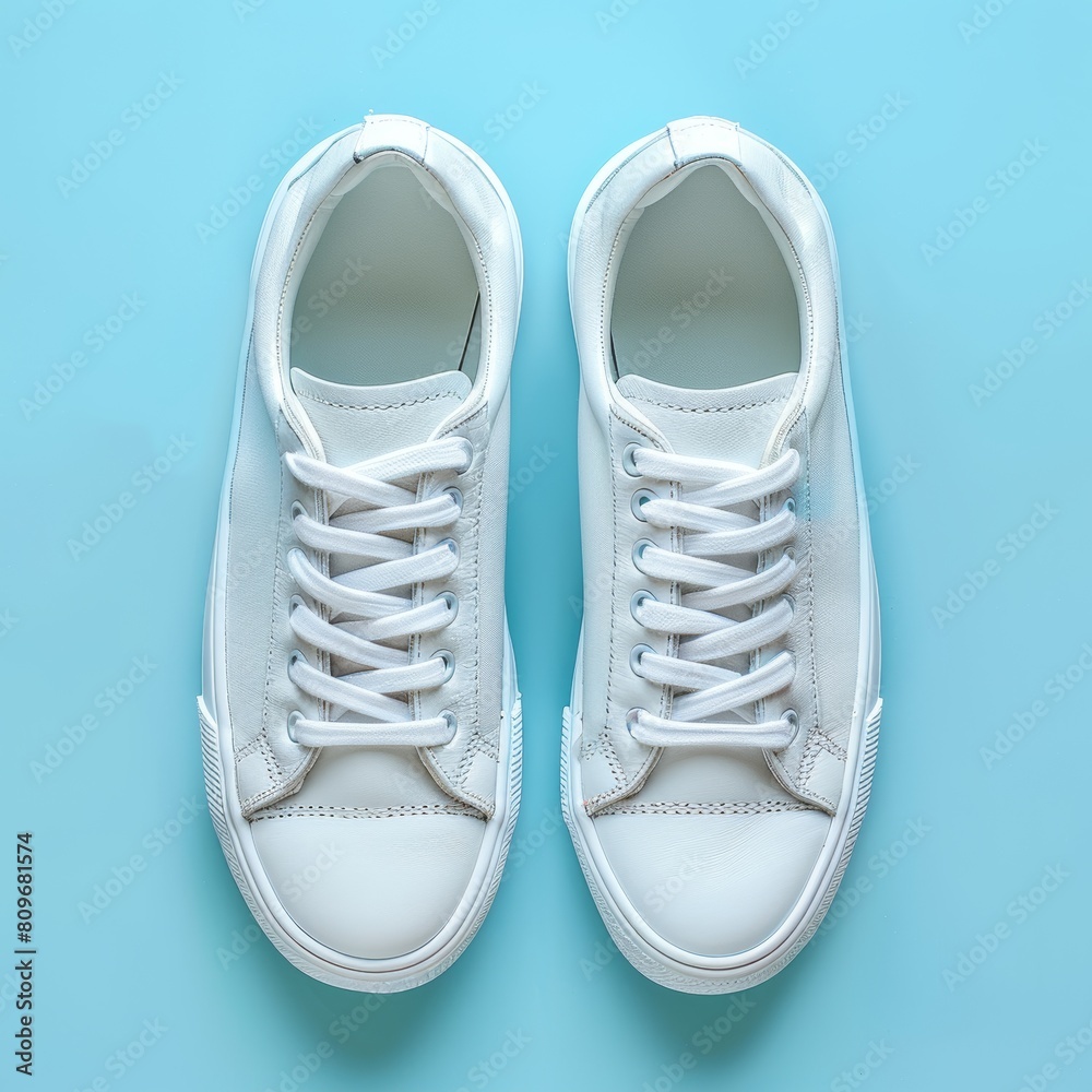 Fresh White Shoes on Pastel Background Generative AI