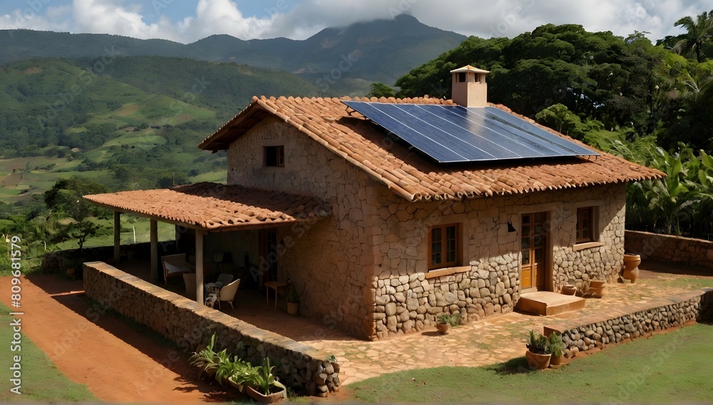 brazilian farm house stone and clay sustainable traditional colonial clay roof solar panel brazilian farm house stone and clay sustainable traditional colonial clay roof solar panel