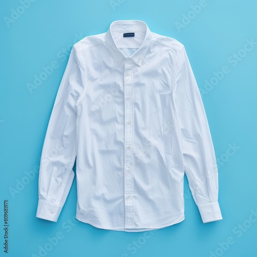 Crisp White Shirt on Light Blue Background Generative AI © Alexander