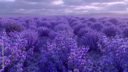 Majestic Field of Lavender Blooms Beneath Cloudy Skies