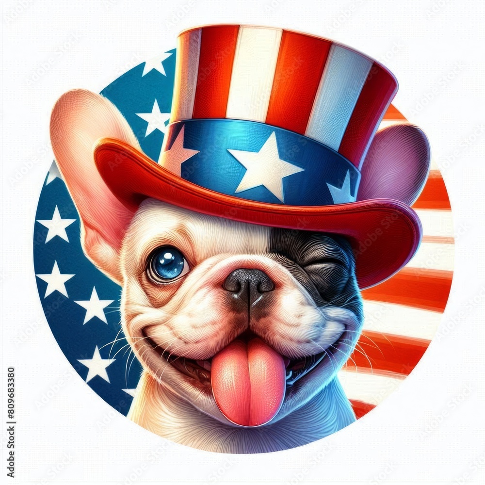 French Bulldog Dog 4th of July patriotic American flag Cartoon Clipart ...