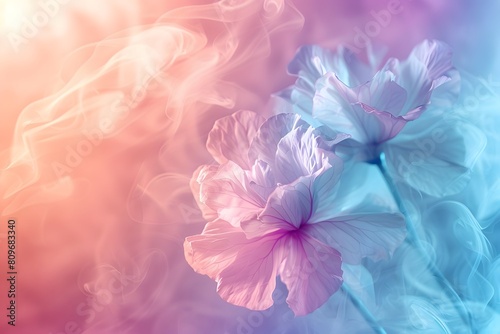 Two flowers surrounded by smoke photo