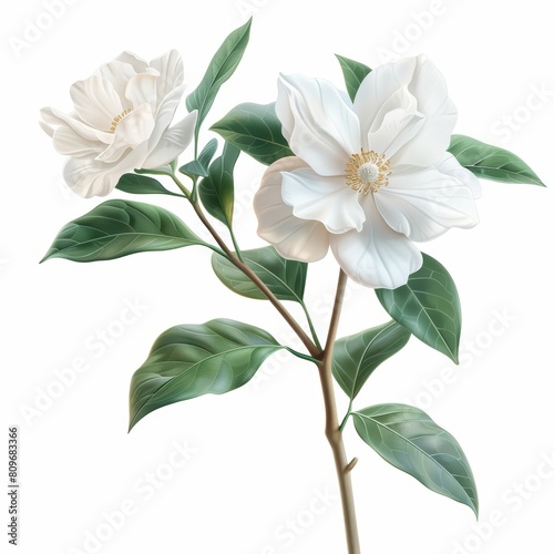 Elegant Floral Illustration on White Background Generative AI © Alexander