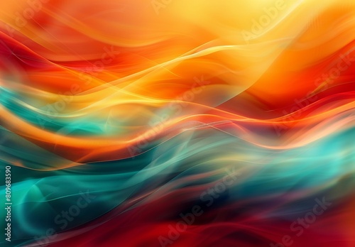 An energetic abstract illustration that captures the interplay of red and blue waves in a perpetual motion design photo