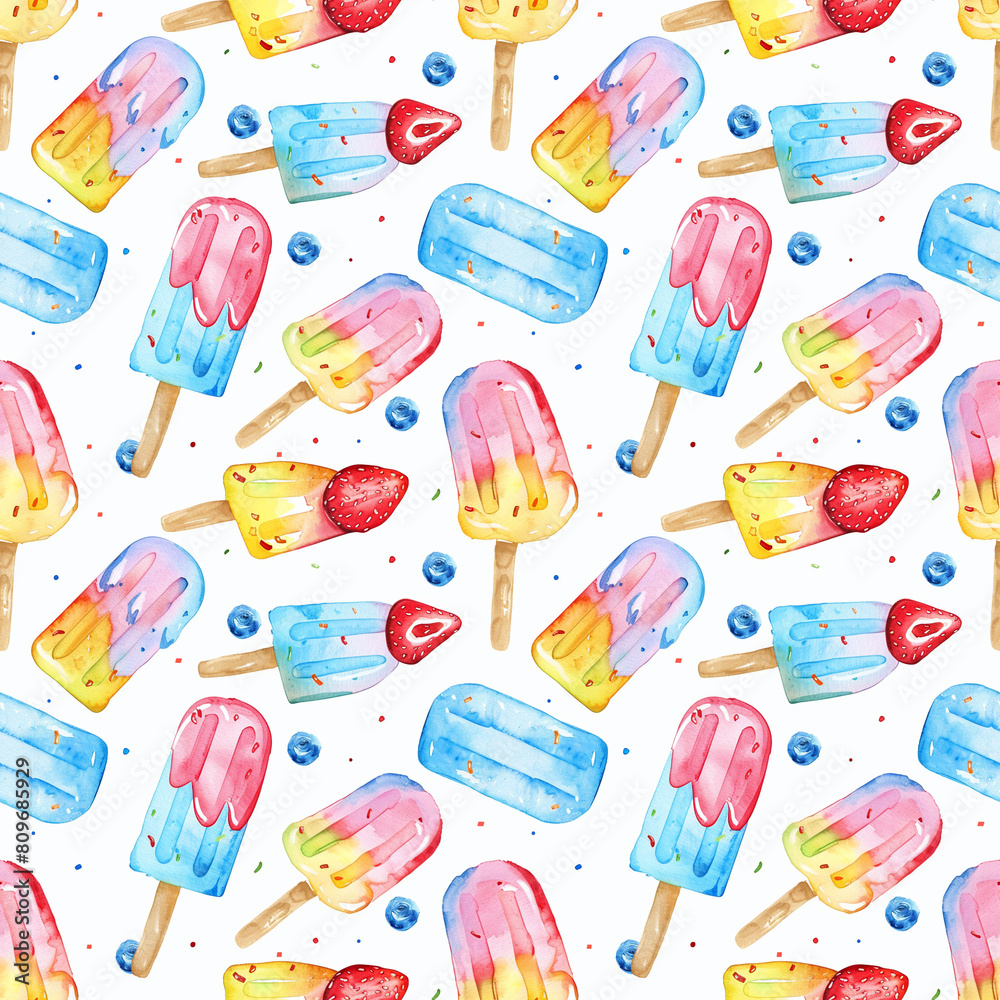 Elegant seamless design of fruit popsicles, adding sophistication to decorative prints and wrapping Elegant seamless design of fruit popsicles, adding sophistication to decorative prints and wrapping
