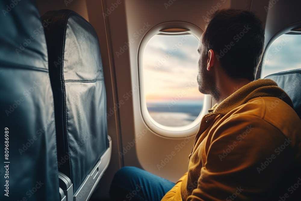 Picture created with generative AI of comfortable flight journey business trip Picture created with generative AI of comfortable flight journey business trip