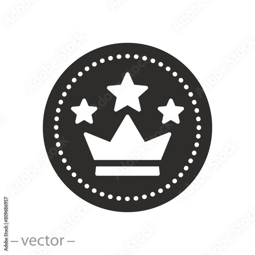 superior top icon, vip superiority, premium quality label, flat symbol on white background - vector illustration