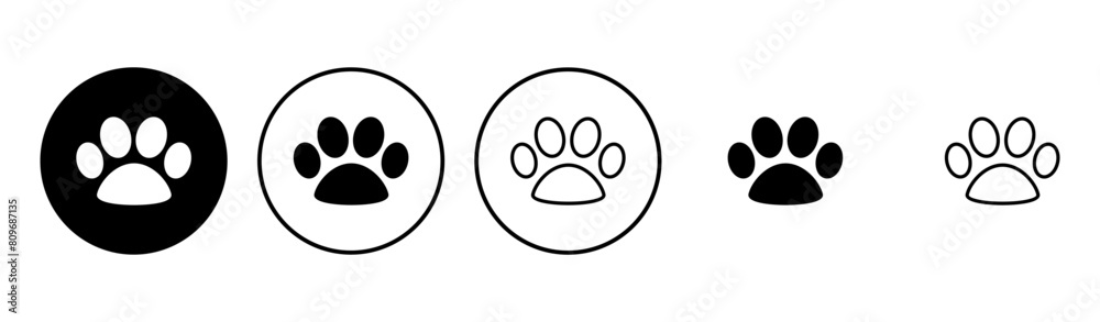 Paw icon set. paw print icon vector. dog or cat paw Paw icon set. paw print icon vector. dog or cat paw