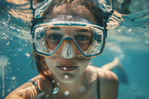 Underwater swimming created with generative ai person enjoys summer pleasant water swimming diving © Tetiana