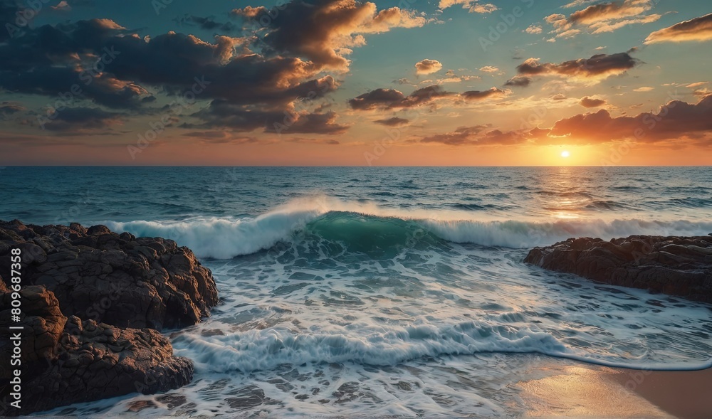 Seascape nature sunset at beach. Seascape nature sunset at beach.