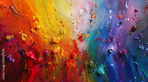 An abstract painting that is full of vibrant colors