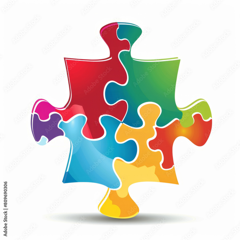 Obraz premium A color puzzle as a symbol of the Day of spreading information about autism. A symbol of autism. Vector illustration.