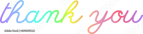 Fotografija thank you text, hand writing,  vectorial in rainbow color