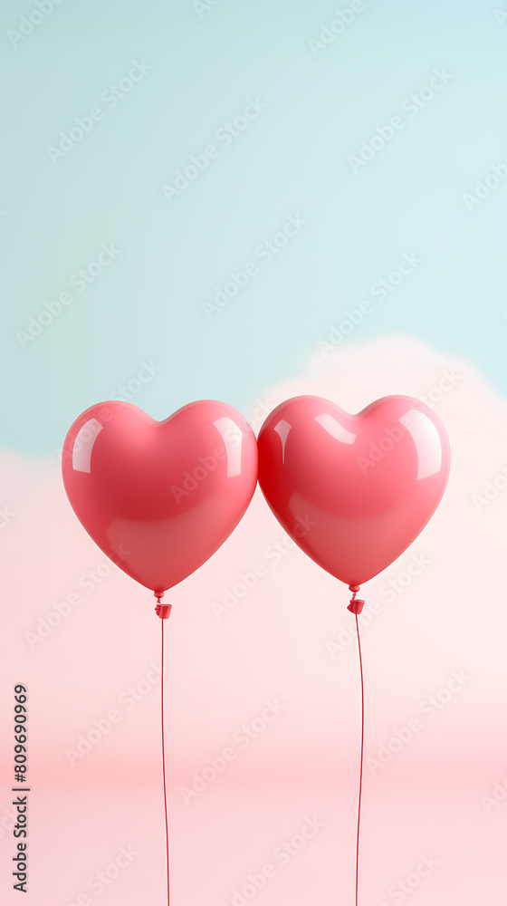 Red heart shaped balloon floating in the sky