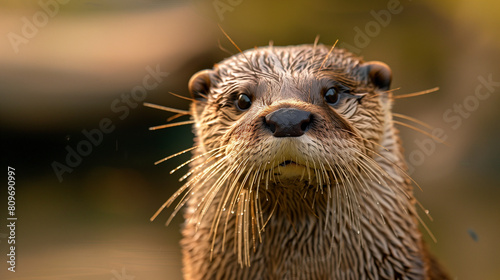 Focus shot of two sea otter