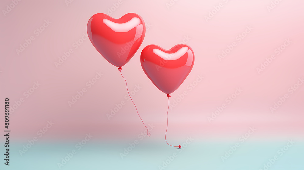 Red heart shaped balloon floating in the sky Red heart shaped balloon floating in the sky