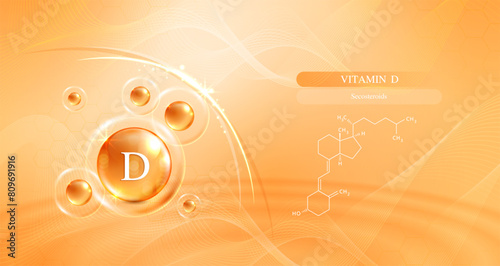 Vitamin d and structure. vitamin complex with chemical formula from nature. beauty treatment nutrition skin care design. Medical and scientific concepts. vector design.