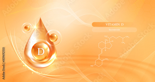Vitamin d and structure. vitamin complex with chemical formula from nature. beauty treatment nutrition skin care design. Medical and scientific concepts. vector design.