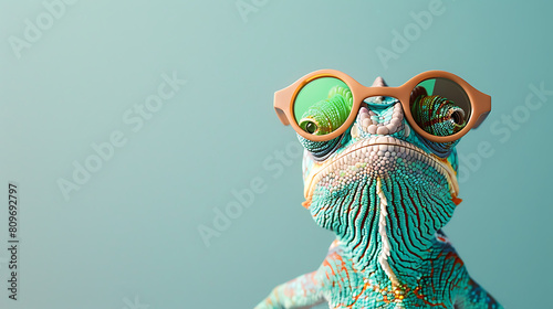 Chic Chameleon: A Charismatic Vision, Donning Oversized Sunglasses with Effortless Panache photo