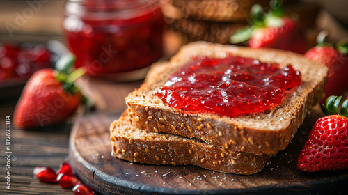 Strawberry jam on the bread