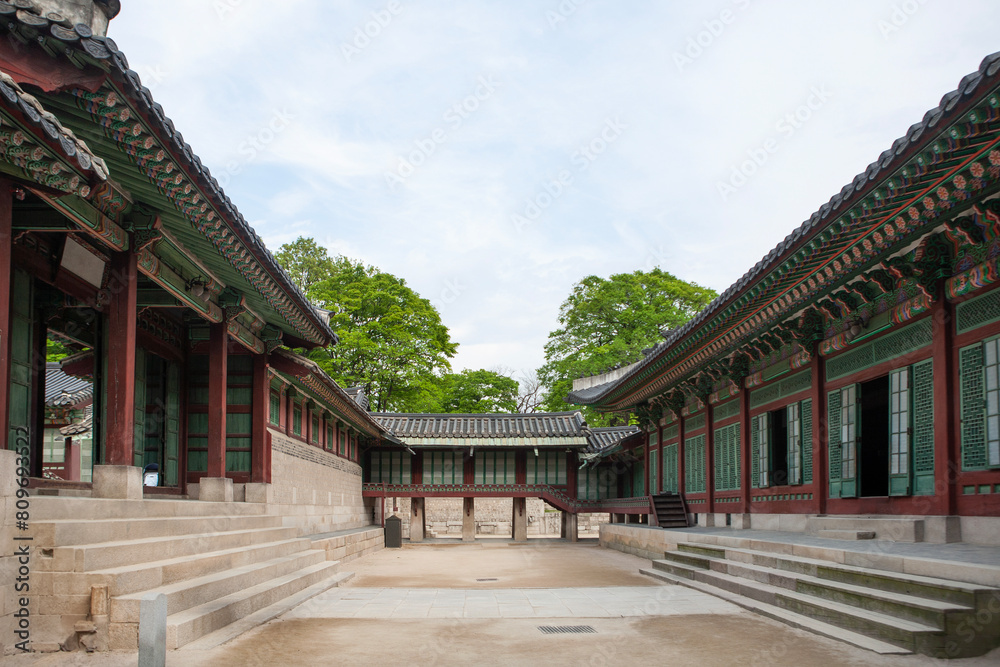 Exterior of the wooden buildings in the palace of Joseon Dynasty Exterior of the wooden buildings in the palace of Joseon Dynasty