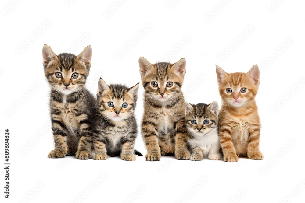 Cute Domestic Pets Isolated, White Background, Studio Portrait Animals