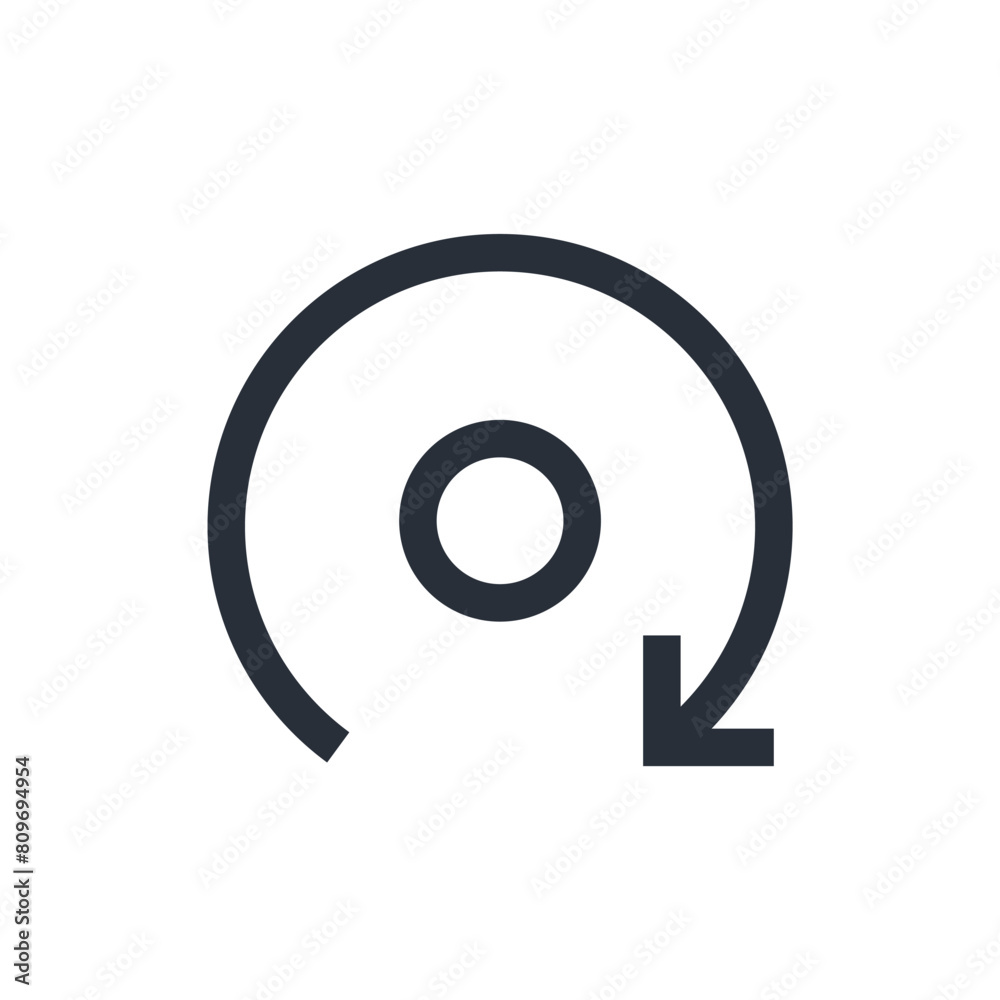 Turn arrow. Rotation. Page flat spin.Vector linear icon isolated on white background. Turn arrow. Rotation. Page flat spin.Vector linear icon isolated on white background.