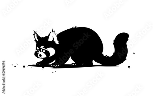 simple cute black silhouette of a red panda