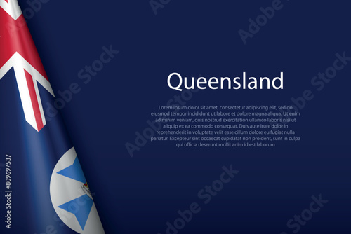 3d flag Queensland, region of Australia