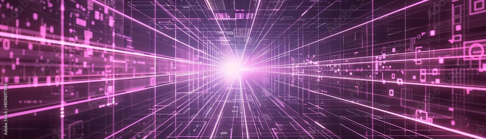 Futuristic wireframe abstract background in violet tone, with a complex geometric grid Futuristic wireframe abstract background in violet tone, with a complex geometric grid