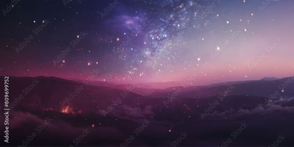 aurora borealis in the mountains,  cosmic background. dark purple sky abstract texture. Defocused purple light illustration. Magical space banner. abstract cosmic wallpaper, galaxy star wallpaper
