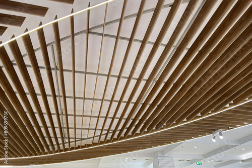 Oval Ceiling with Illuminated Light of Modern Building, Suitable for Electric Concept.