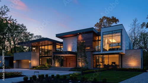 Contemporary minimalist private houses showcase the essence of modern residential architecture on their exteriors.