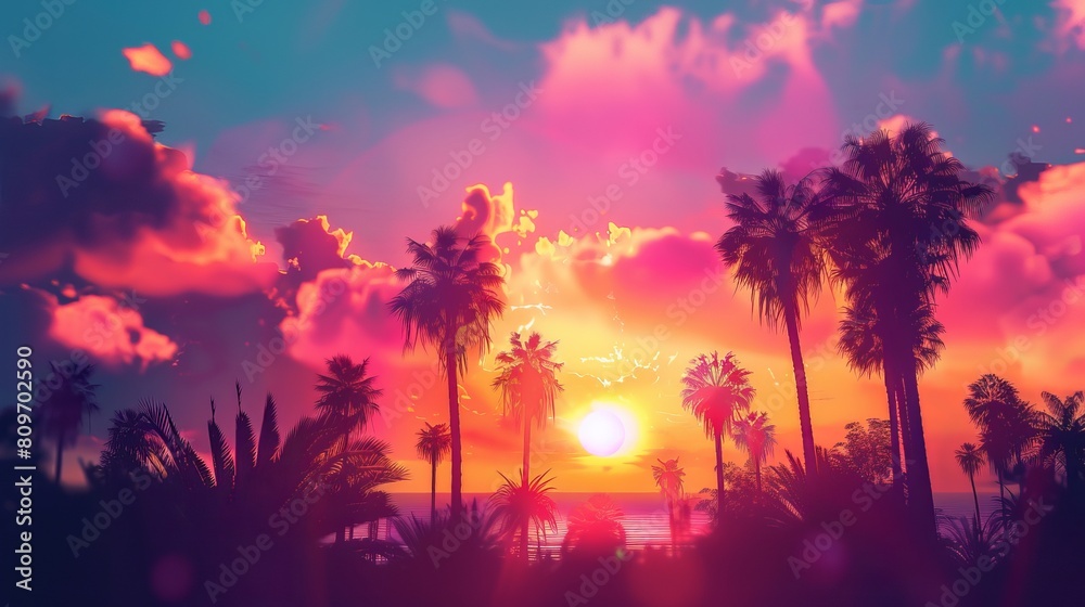 End the day on a high note with stunning sunset scenes featuring vibrant skies, silhouetted palm trees, and golden hour glow