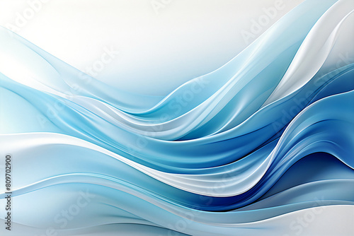 Flow of wavy blue wave, abstract background. Generative AI