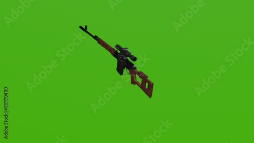 Dragunov sniper rifle rotates on the green screen photo