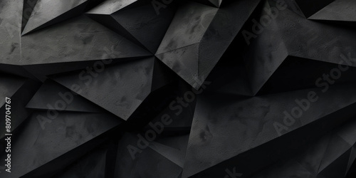 3d black geometric pattern on a square background, black diamond pattern abstract wallpaper on dark background, Digital black textured graphics poster banner background