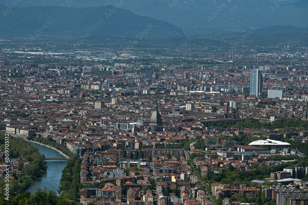 Turin seen from Superga in a sunny day