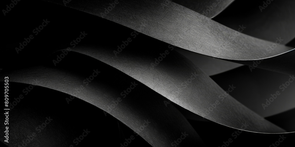 Fototapeta premium 3d Abstract black luxury background. luxurious black line background. Dark black wave.Curved surface with light Digital black wave textured graphics banner poster background