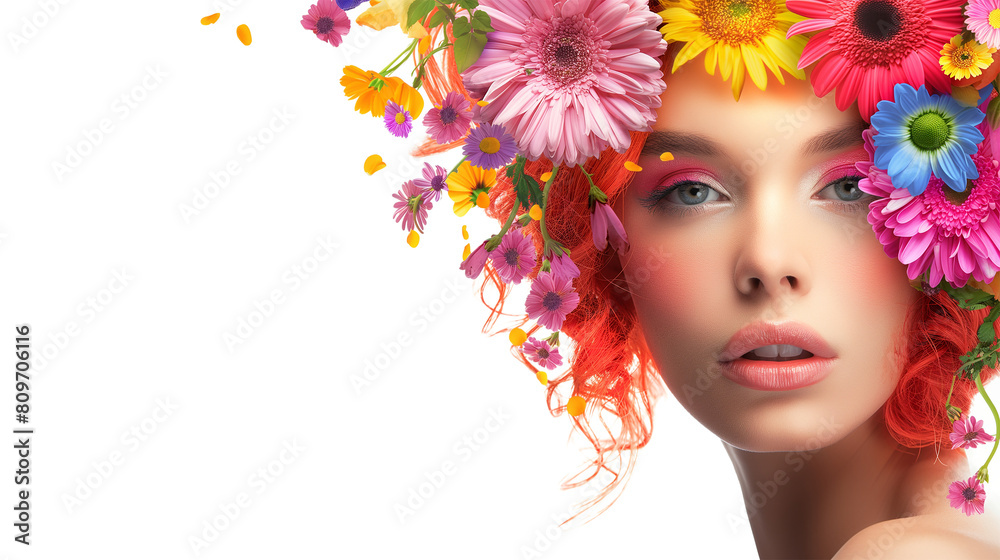 Vibrant young woman with flowers in her hair Vibrant young woman with flowers in her hair
